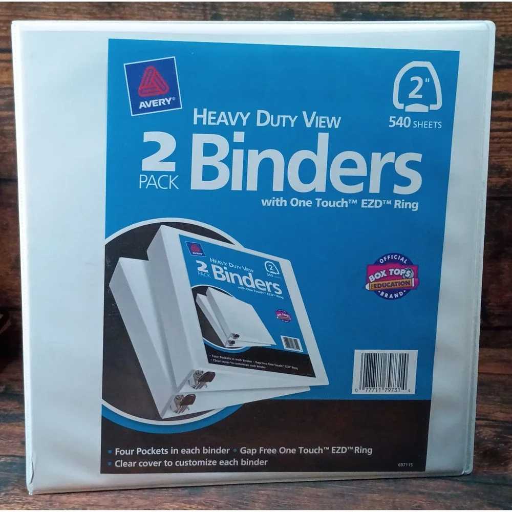 Avery Heavy Duty View 2 Inch Binders White 4 Pack One Touch EZD Ring 79731